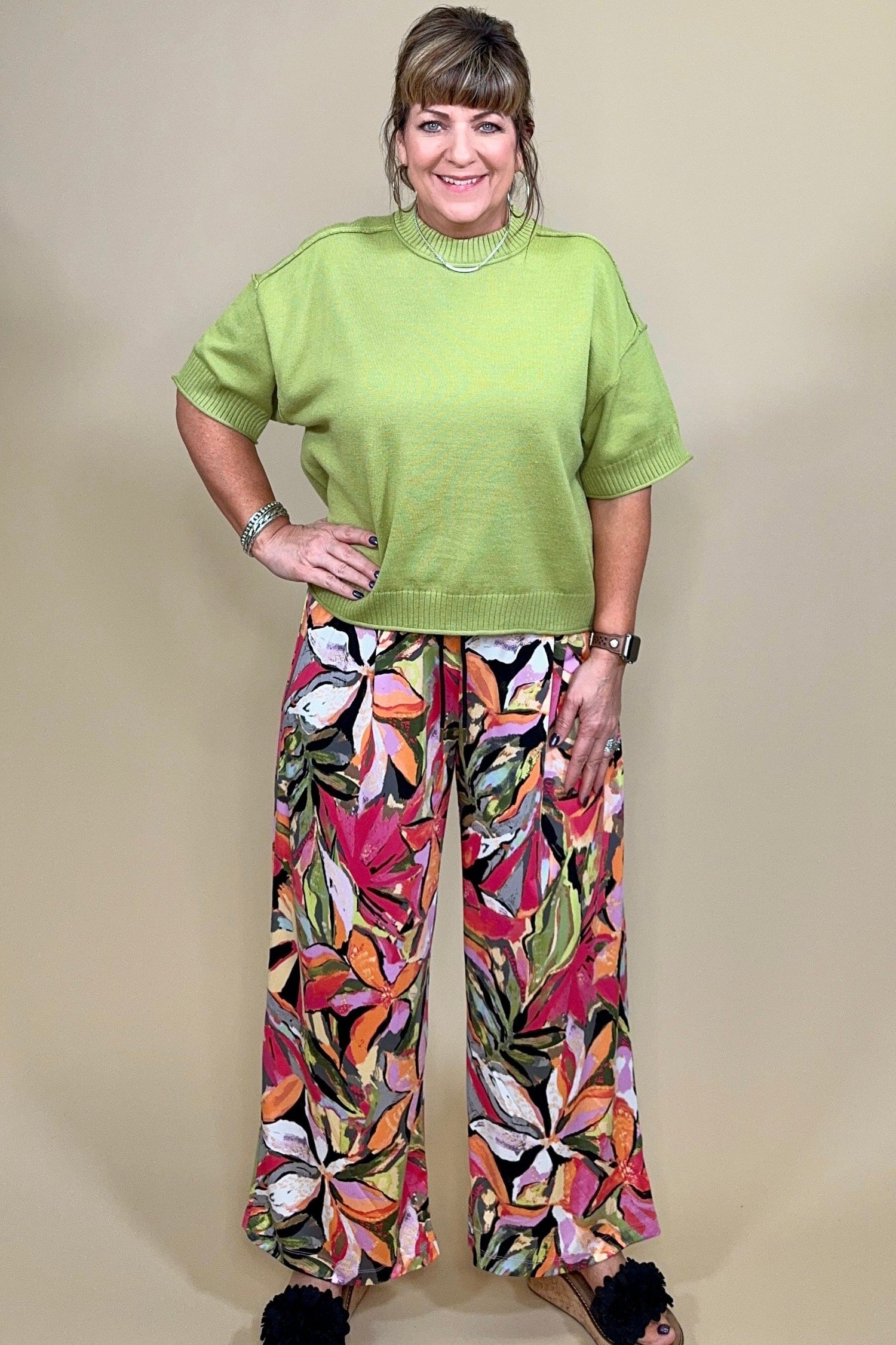Wild Printed Floral w/Drawstring BOTTOMS ZAC &amp; RACHEL 