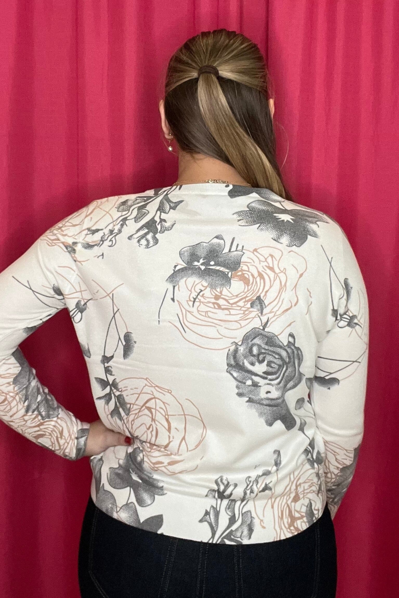 Long Sleeve Scoop Neck Printed Top MISSY TOP SPECIAL KEREN HART 