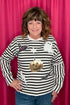 Long Sleeve Striped Top w/Halloween Sequin Patches MISSY BASIC KNIT SUGAR STITCH 