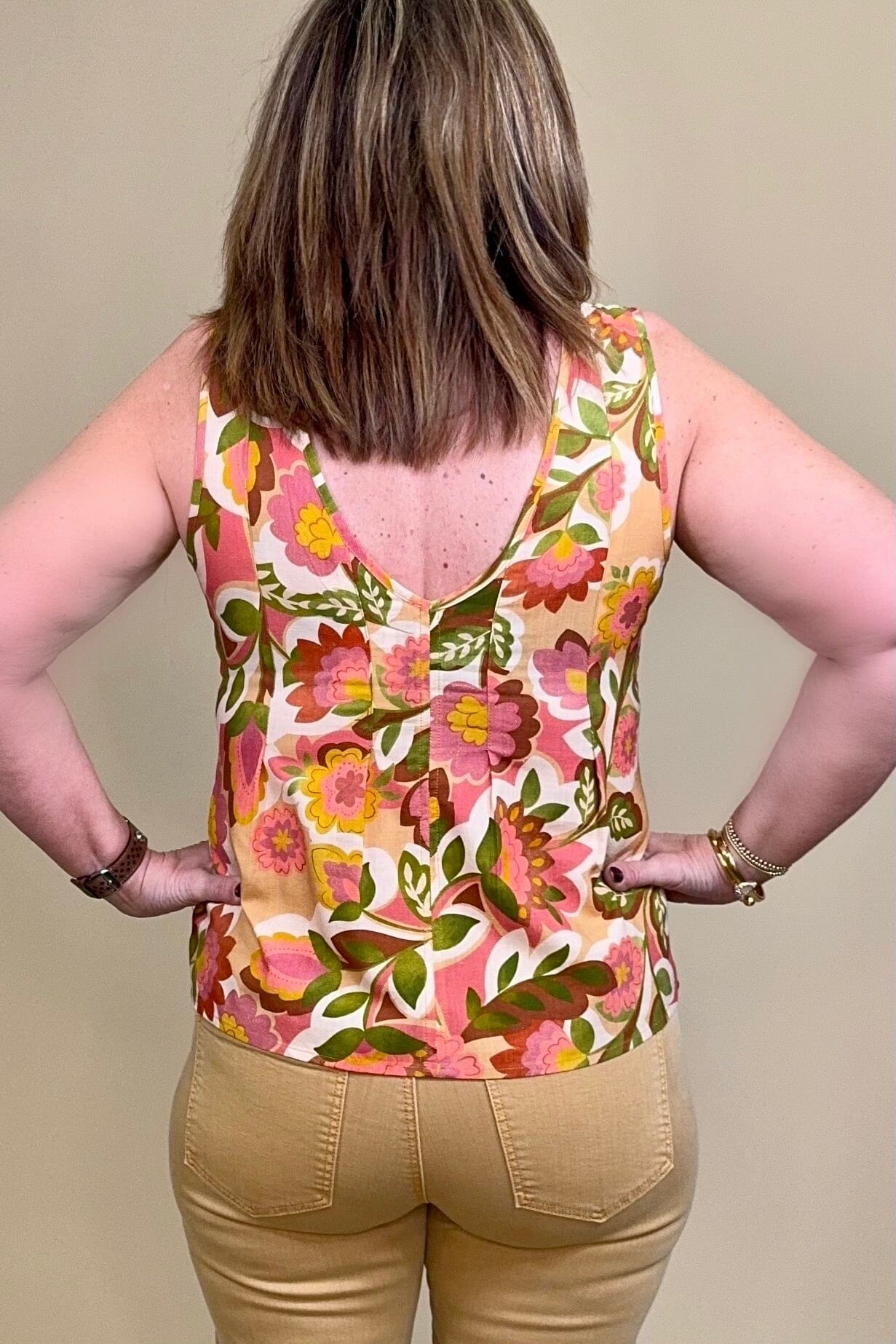 Sleeveless V Neck Woven Top w/ Pintucks MISSY TOP SPECIAL LIVERPOOL 