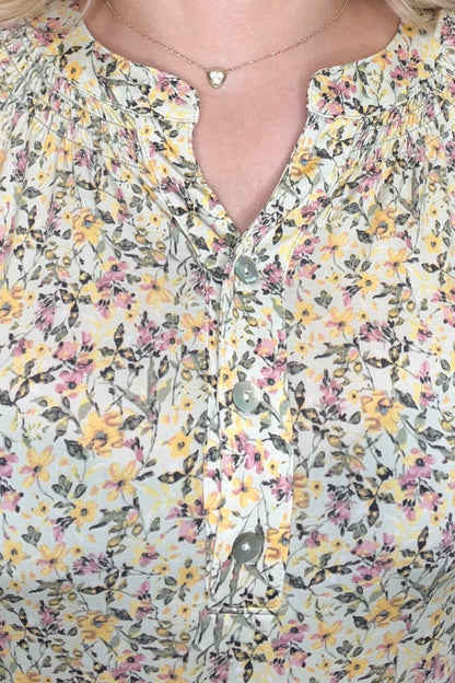 3/4 Sleeve Printed V-Neck Top MISSY TOP SPECIAL SOUTHERN LADY 