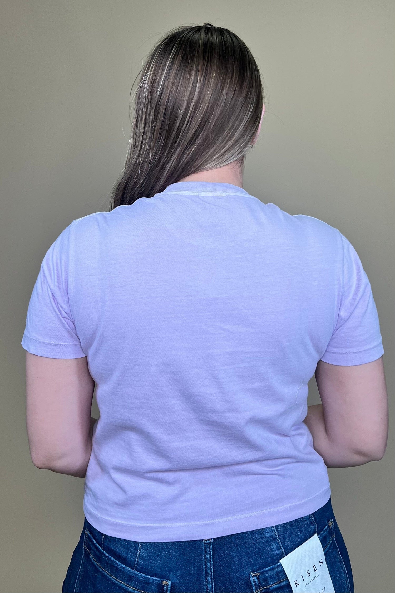 Lilac Wildflower Match Co. Cropped Tee MISSY BASIC KNIT SUGAR STITCH 