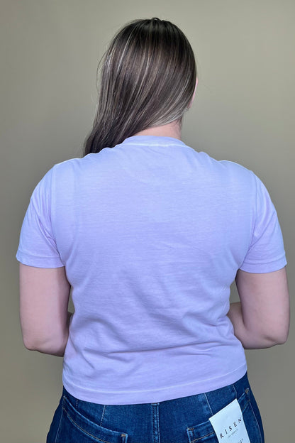 Lilac Wildflower Match Co. Cropped Tee MISSY BASIC KNIT SUGAR STITCH 