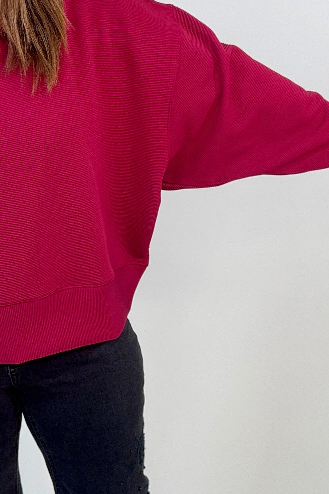 Ribbed Balloon Sleeve Pullover JRTOP CASUAL TOP:~~Unassigned~~ ZENANA 