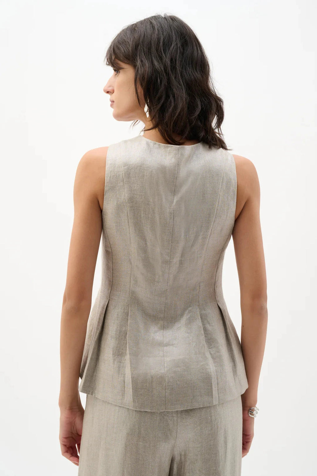 Button Down Peplum Mettalic Vest MISSY TOP SPECIAL JOSEPH RIBKOFF 