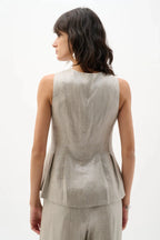Button Down Peplum Mettalic Vest MISSY TOP SPECIAL JOSEPH RIBKOFF 