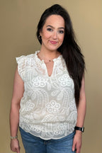 Embroidered Tank w/Ruffle Sleeves MISSY TOP SPECIAL ZAC & RACHEL 