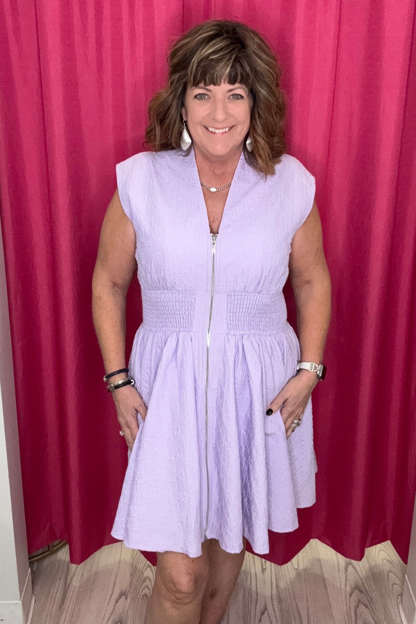 Sleeveless Textured Dress W/Zipper DRESS ENTRO 