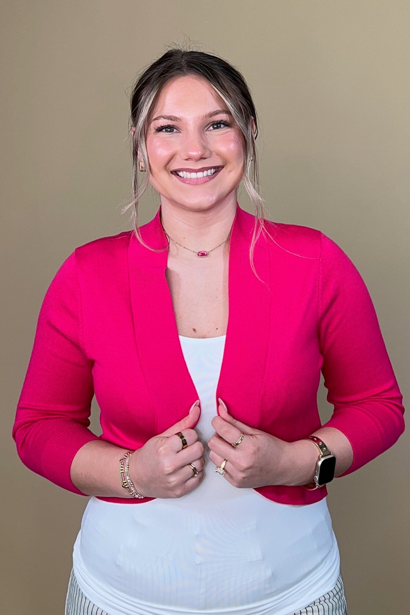 3/4 Sleeve Shawl Cardigan - Pink OUTFIT COMPLETER ZAC &amp; RACHEL 