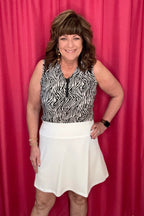Techno Lux-Pull On Flare Skort UNDER TRIBAL WHITE XS 