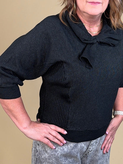 3/4 Sleeve Tie Neck Sweater MISSY TOP SPECIAL:~~Unassigned~~ DEMOCRACY 