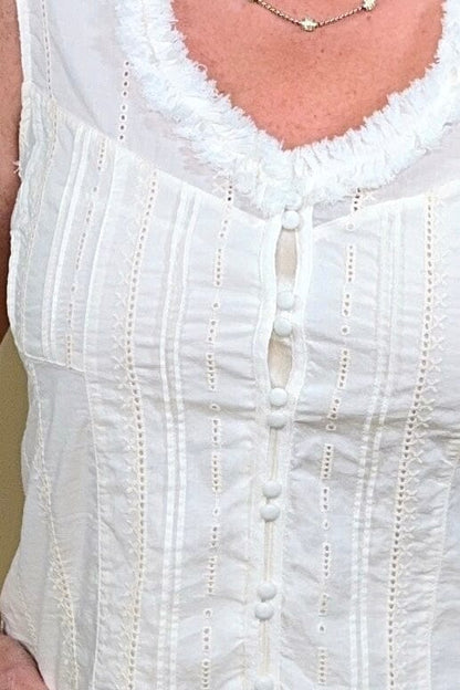 Sleeveless Pintucked Woven Top w/ Ruffles MISSY TOP SPECIAL LIVERPOOL 