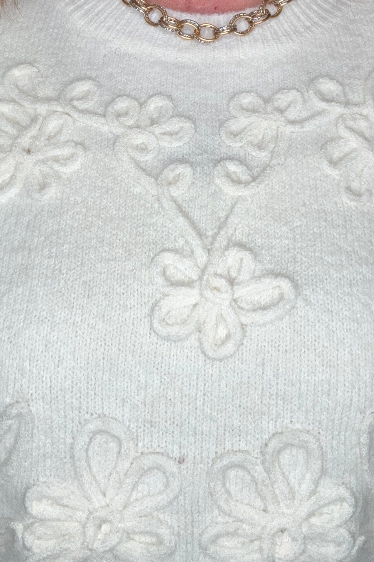 Long Sleeve Sweater w/Stitched Flowers SWEATER ALLIE &amp; ROSE 