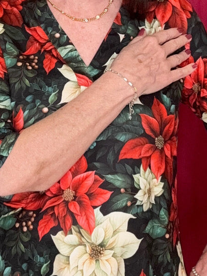 Printed Poinsettia Top w/Collar MISSY TOP SPECIAL STERLINGKREEK 