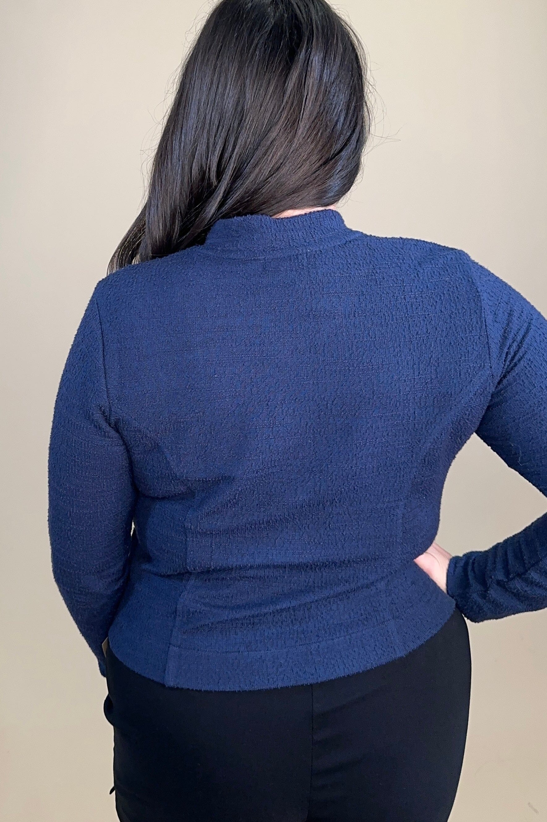 Textured Knit Bomber Jacket OUTFIT COMPLETER NIC+ZOE 