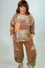 Printed Patchwork Sweatshirt JRTOP CASUAL TOP:~~Unassigned~~ EASEL 