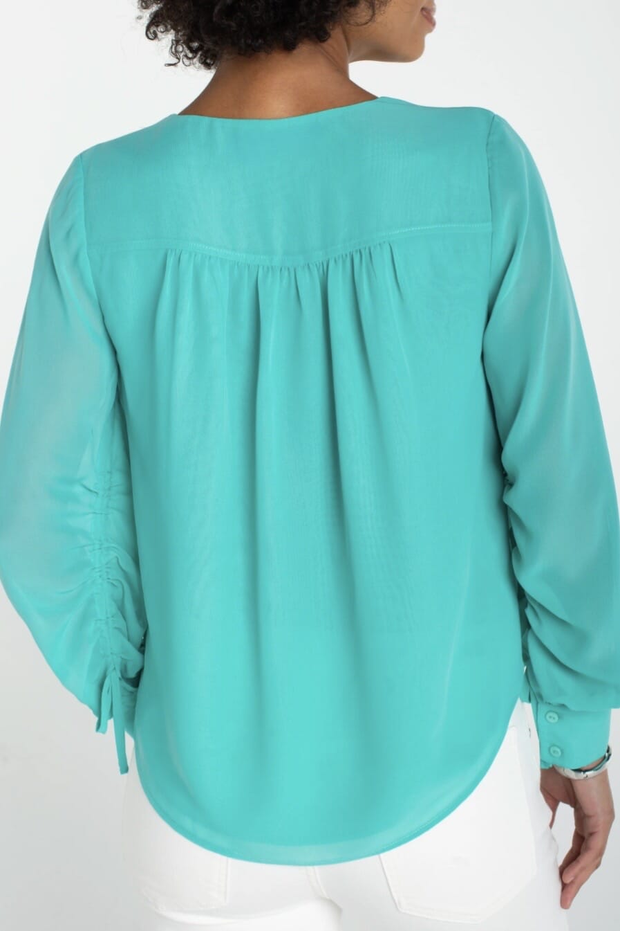 Long Sleeve Woven Blouse w/Sleeve Tie Detail MISSY TOP SPECIAL LIVERPOOL 