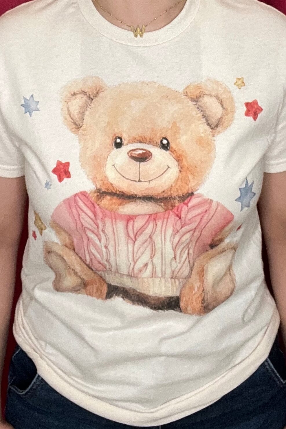 Usa Teddy Bear T-Shirt MISSY BASIC KNIT SUGAR STITCH 