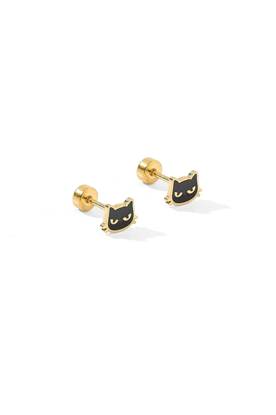 Black Cat Screwback Stud Earrings JEWELRY LINNY CO 