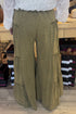 Mineral Wash Tiered Wide Leg Pant BOTTOMS BLUEVELVET OLIVE S 