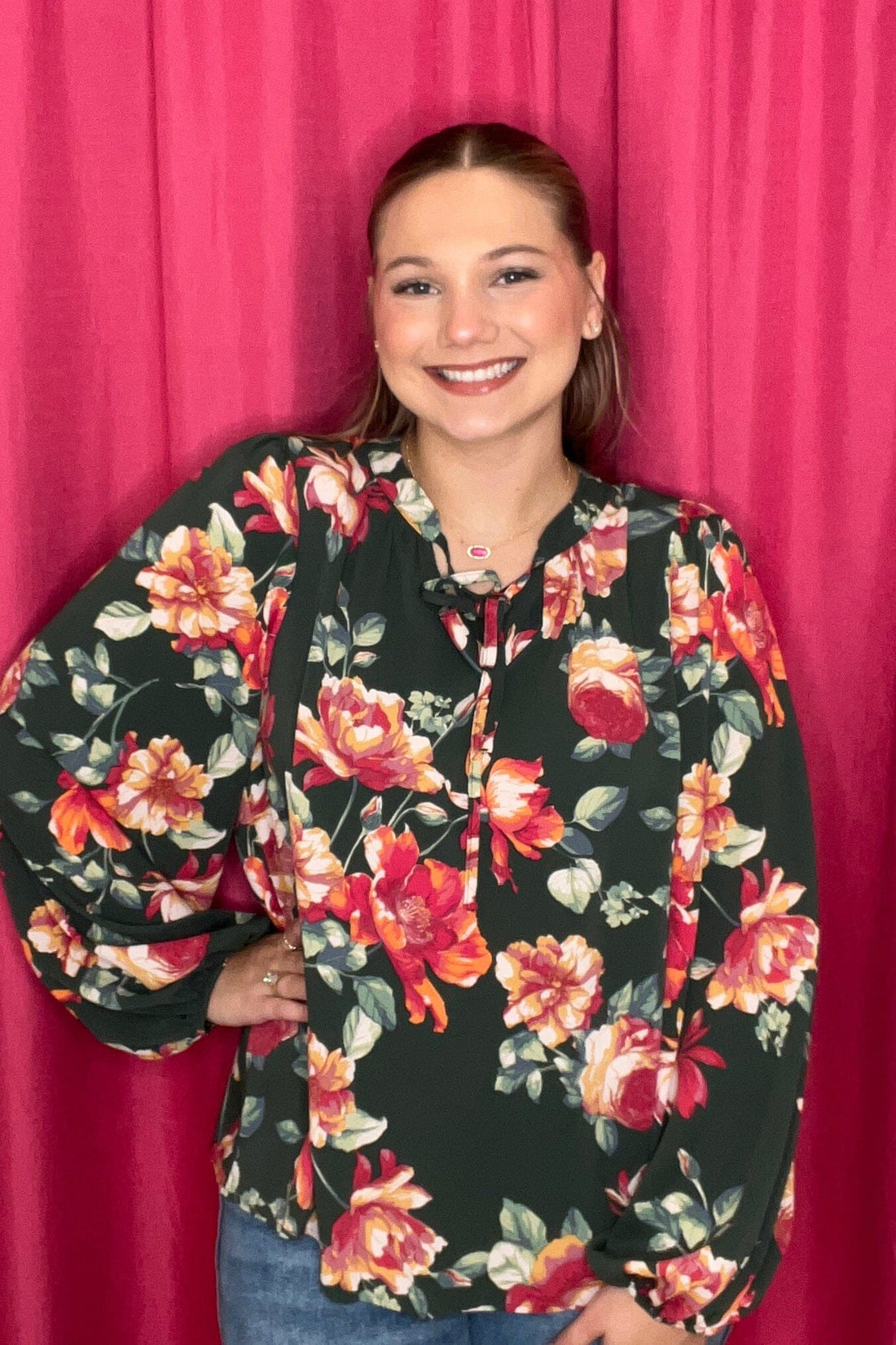 Long Sleeve Printed Top w/Tie JR TOP DRESSY EASEL 