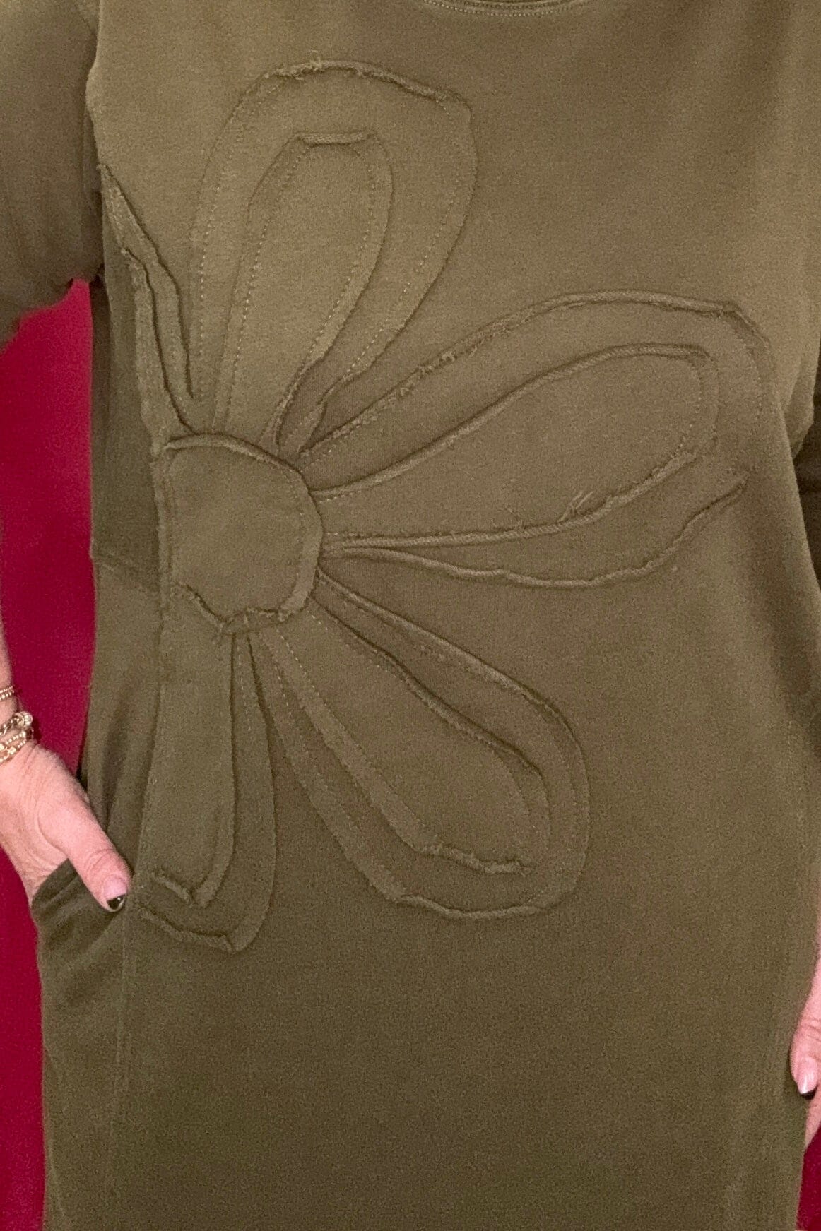 3/4 Sleeve Sweater Dress w/Flower DRESS JODIFL 