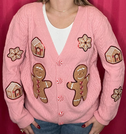 Pink Gingerbread Man Cardigan OUTFIT COMPLETER SOUTHERN GRACE 
