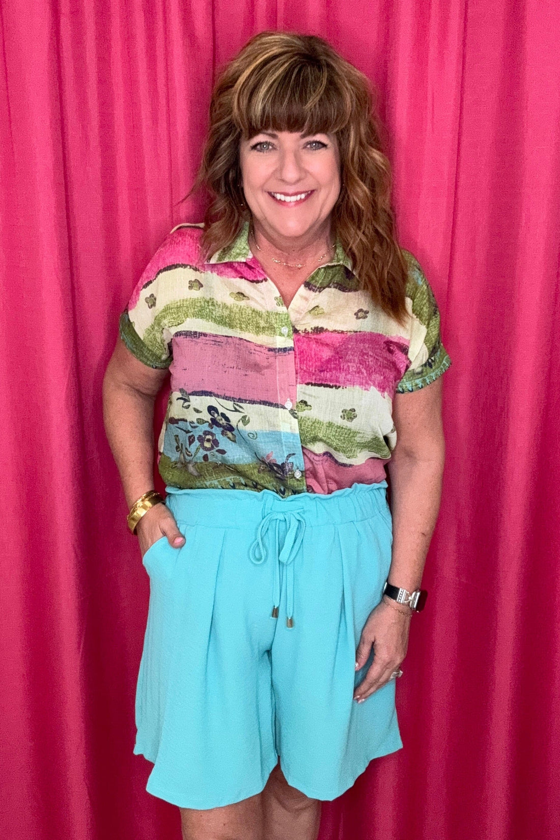 Crossover Print Button Down Top MISSY TOP SPECIAL CREATION 
