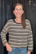 Multi Color Stripe Long Sleeve Pullover SWEATER BLUPEPPER 