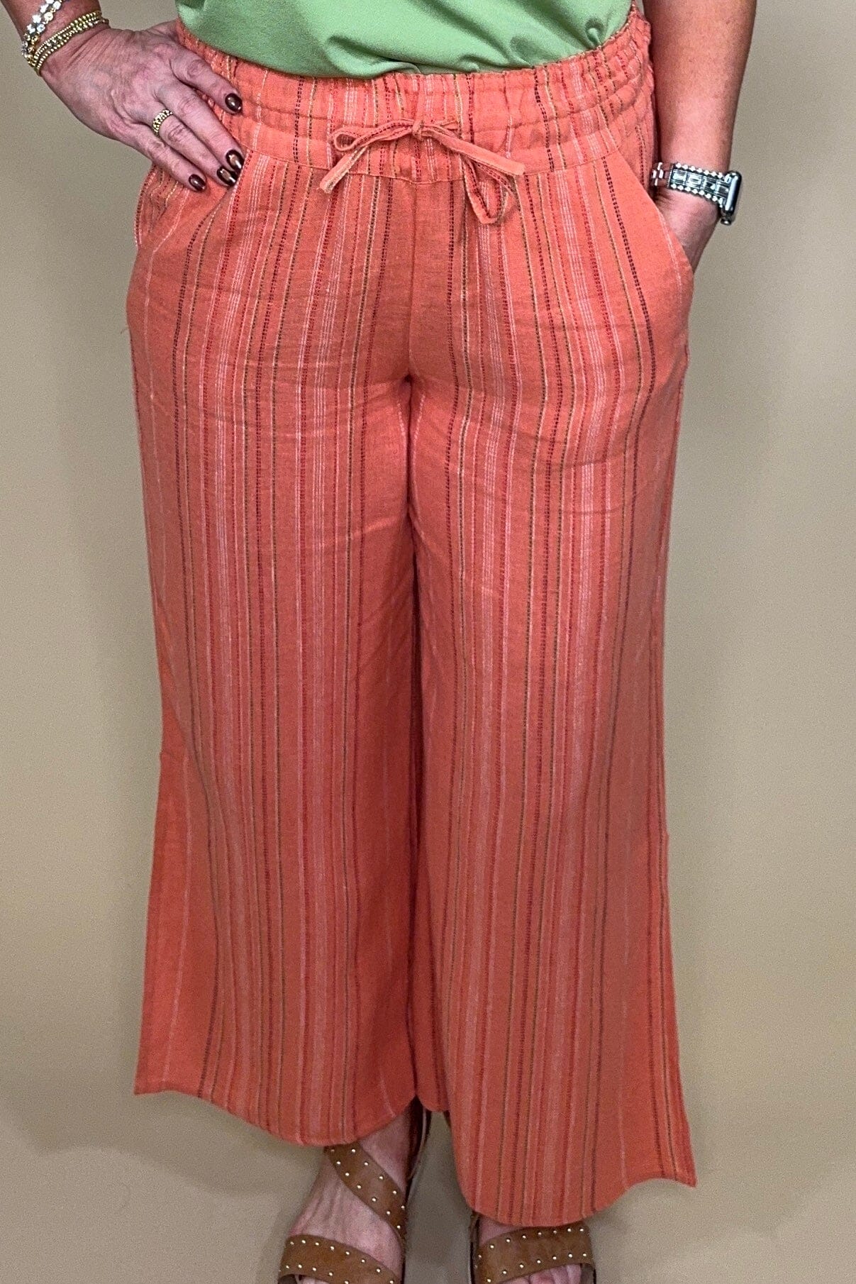 Wear 2 Ways Wide Leg Pant w/Slit BOTTOMS TRIBAL 