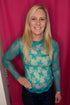 Lace Mesh Top MISSY BASIC KNIT TURQUOISE HAVEN 