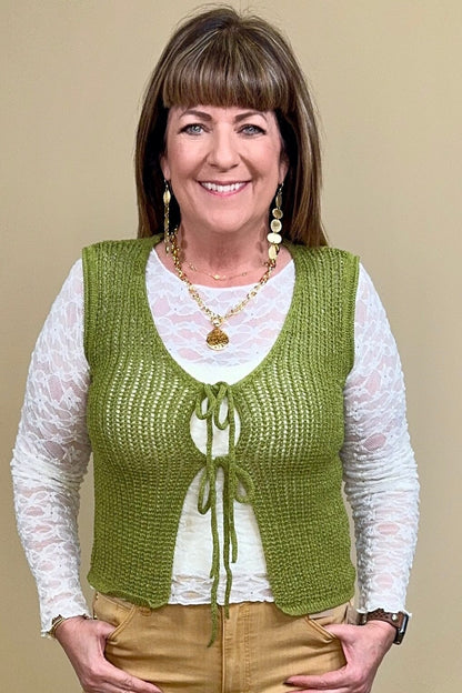 Tie Front Vest JRTOP CASUAL TOP BLUPEPPER 
