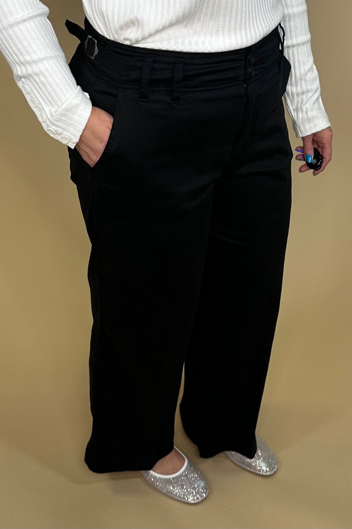 High Rise Cinch Waist Wide Leg 28" Inseam BOTTOMS LIVERPOOL 