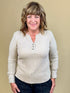 Brushed Waffle Knit Henley L/S Top MISSY BASIC KNIT TRIBAL 
