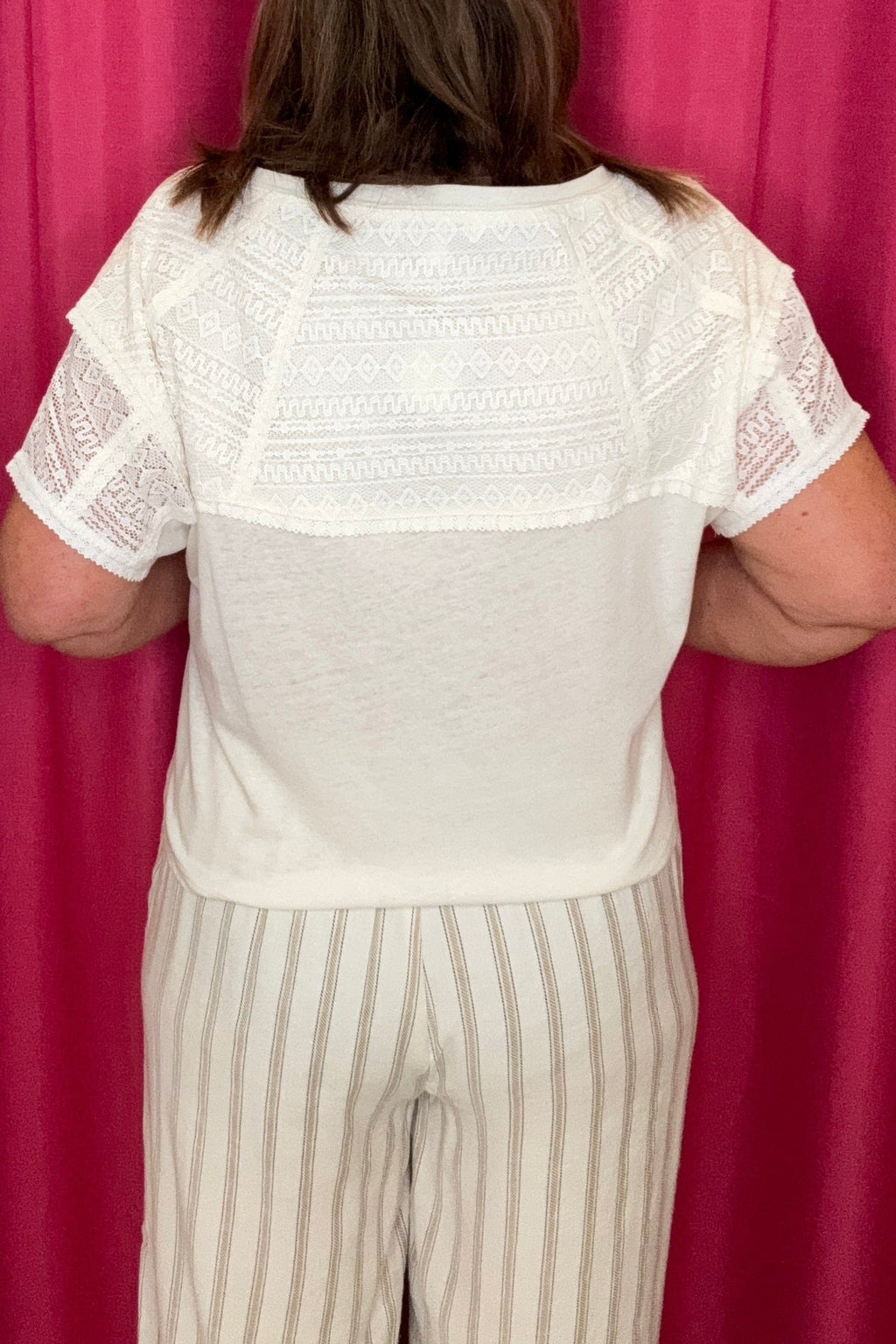 Short Sleeve Dolman Boat Neck Knit Top w/Lace MISSY TOP SPECIAL LIVERPOOL 