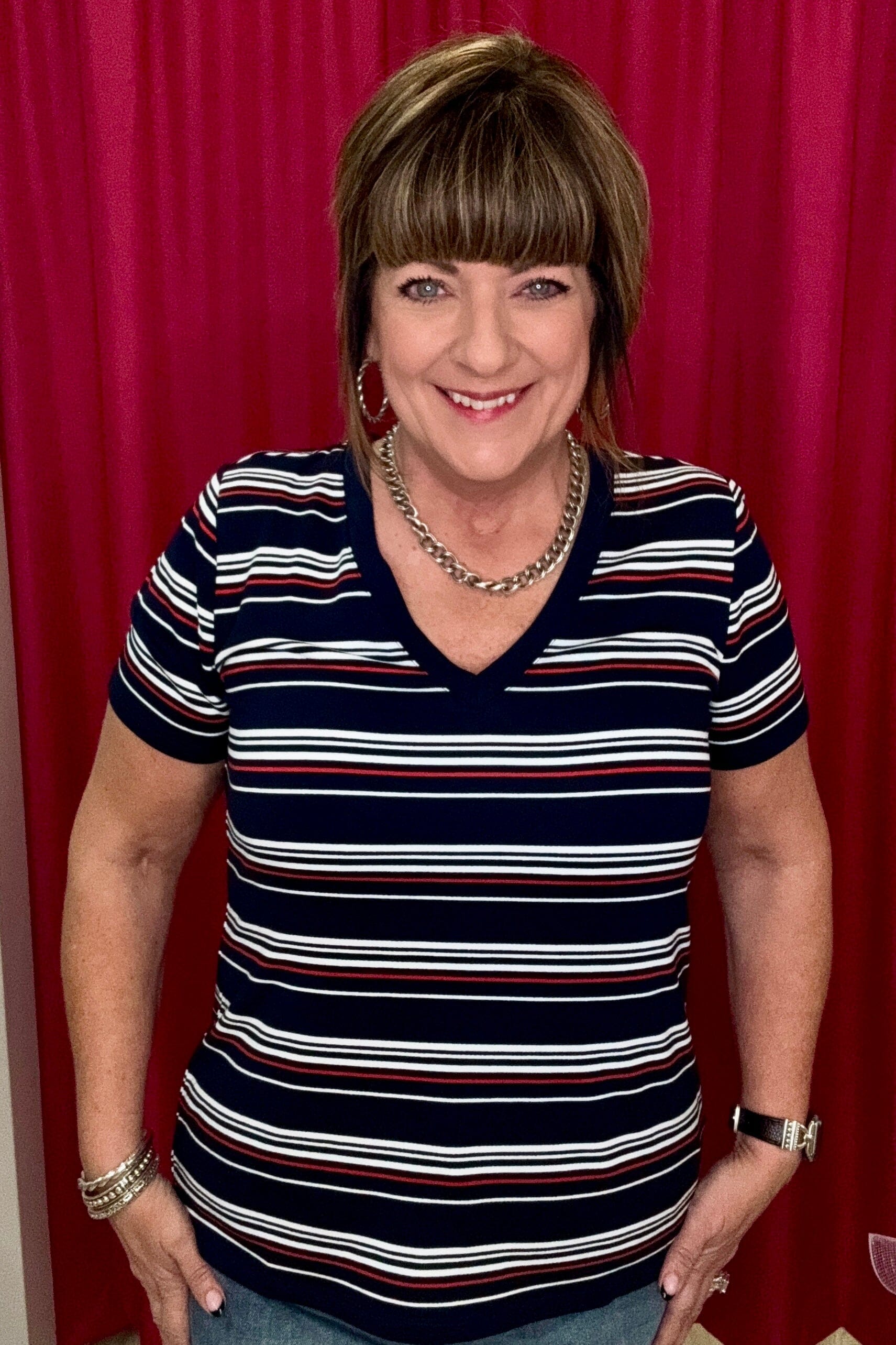 Short Sleeve V-Neck Knit Tee MISSY BASIC KNIT LIVERPOOL 