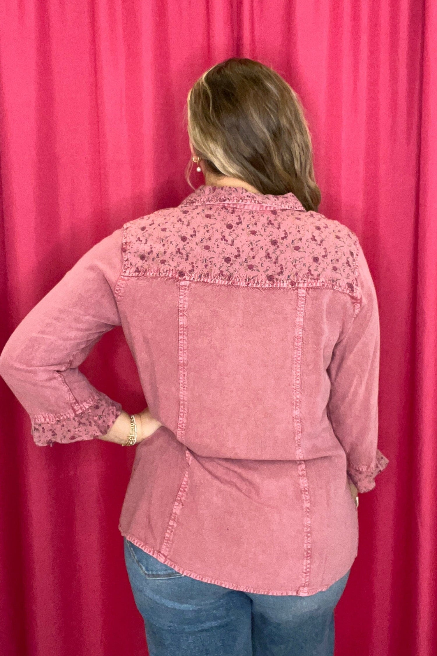 Long Sleeve Multi Media Button Down MISSY TOP SPECIAL PARSLEY &amp; SAGE 