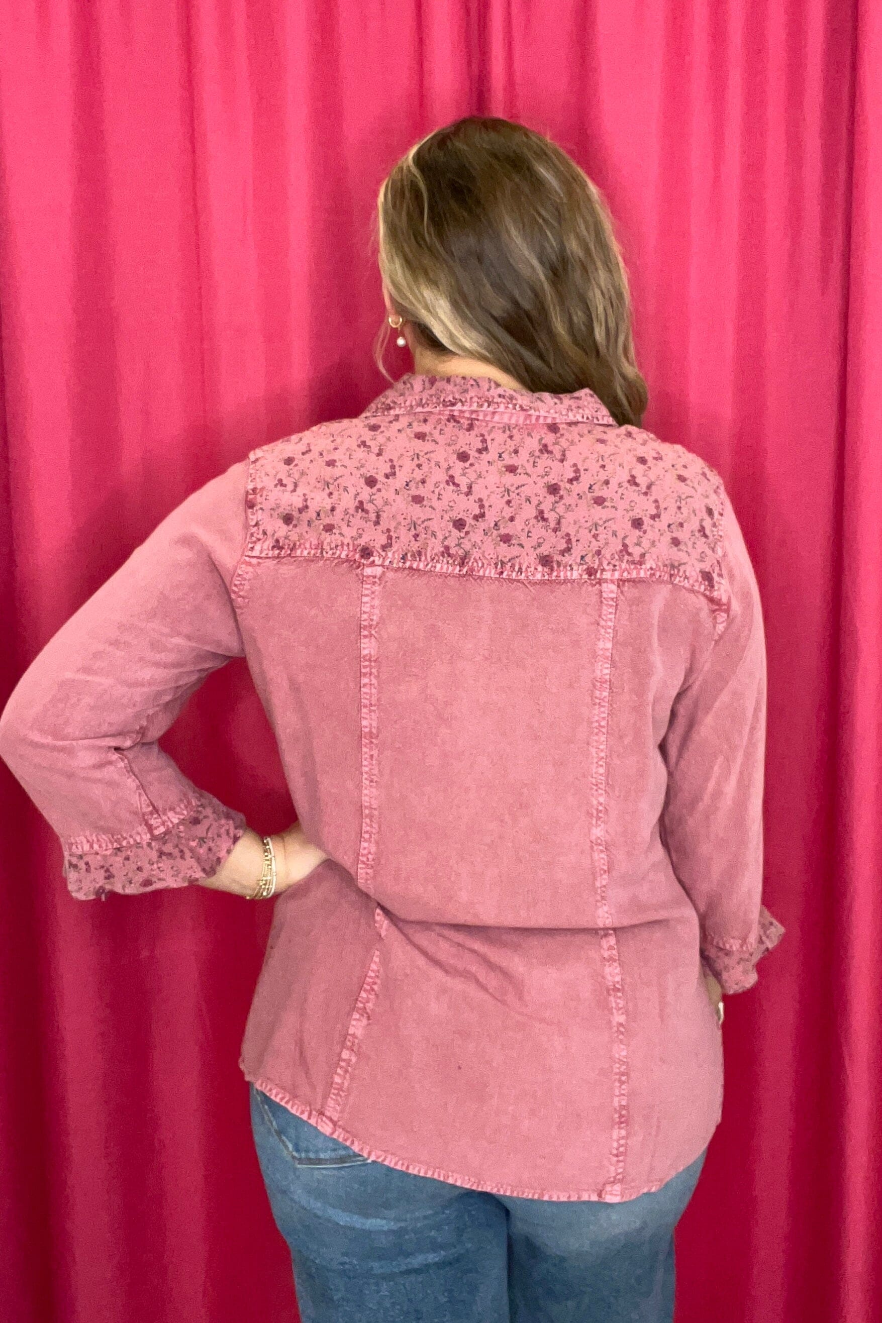 Long Sleeve Multi Media Button Down MISSY TOP SPECIAL PARSLEY &amp; SAGE 