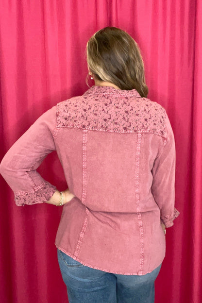 Long Sleeve Multi Media Button Down MISSY TOP SPECIAL PARSLEY &amp; SAGE 