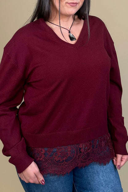 Long Lace Hem Sweater SWEATER:~~Unassigned~~ LOVETREE 