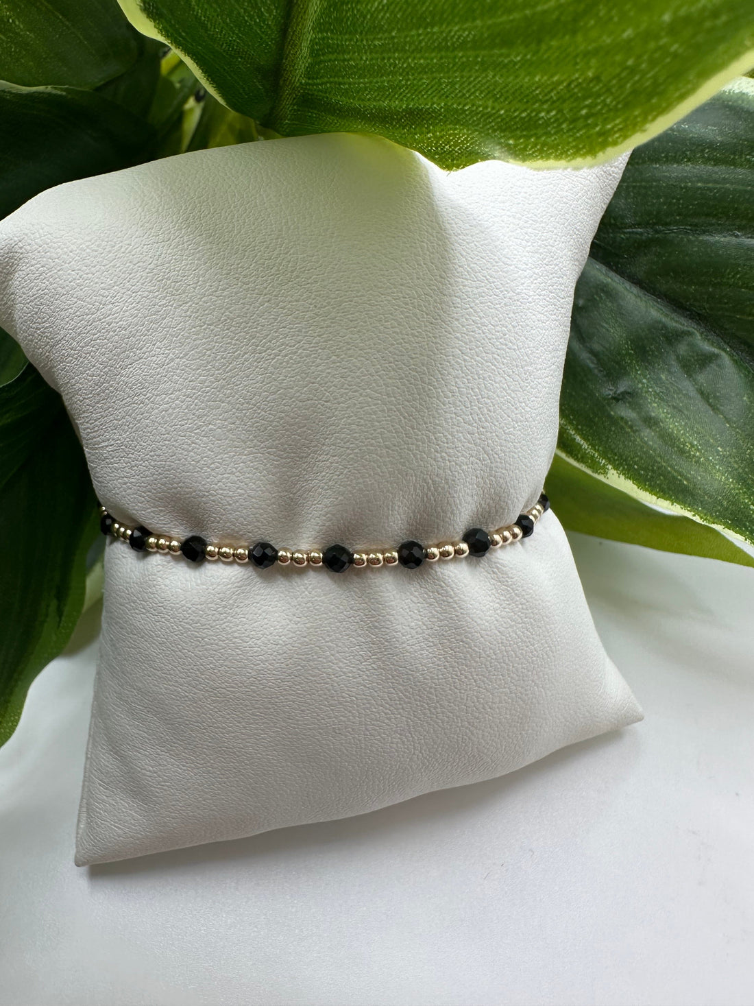 Enewton Gemstone Gold Sincerity Pattern 3mm Bead Bracelet- Faceted Onyx JEWELRY ENEWTON