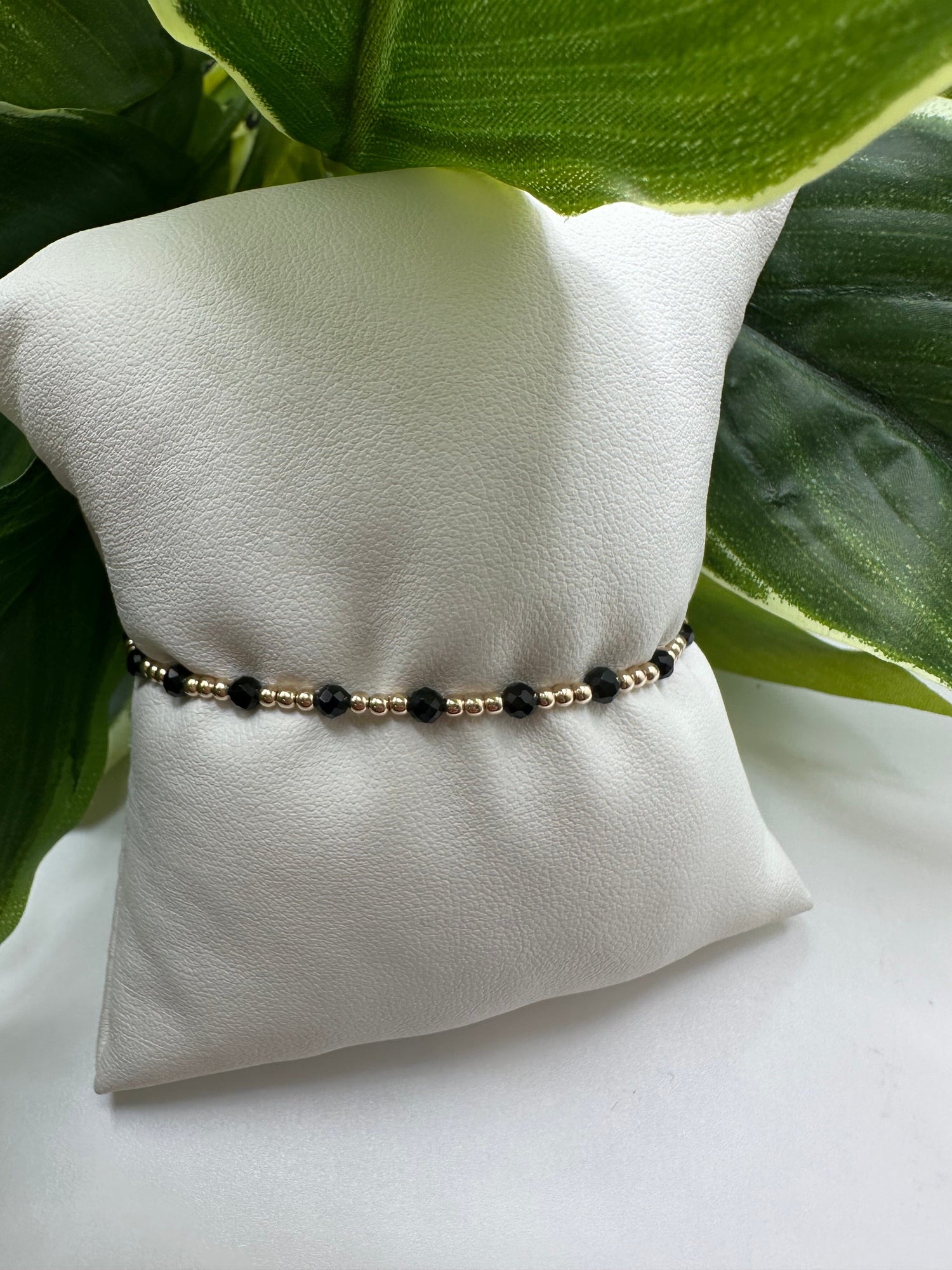 Enewton Gemstone Gold Sincerity Pattern 3mm Bead Bracelet- Faceted Onyx JEWELRY ENEWTON 