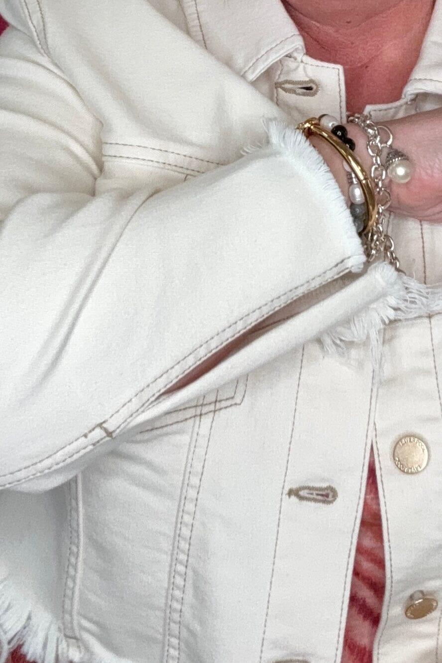 Crop Jacket with Fray Hem OUTFIT COMPLETER LIVERPOOL 
