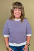 Stripped Contrast Trim Top JRTOP CASUAL TOP ZENANA PURPLE S 