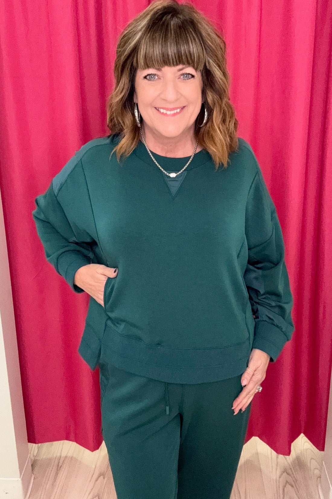 Long Sleeve Combo Top w/Pockets MISSY BASIC KNIT TRIBAL 