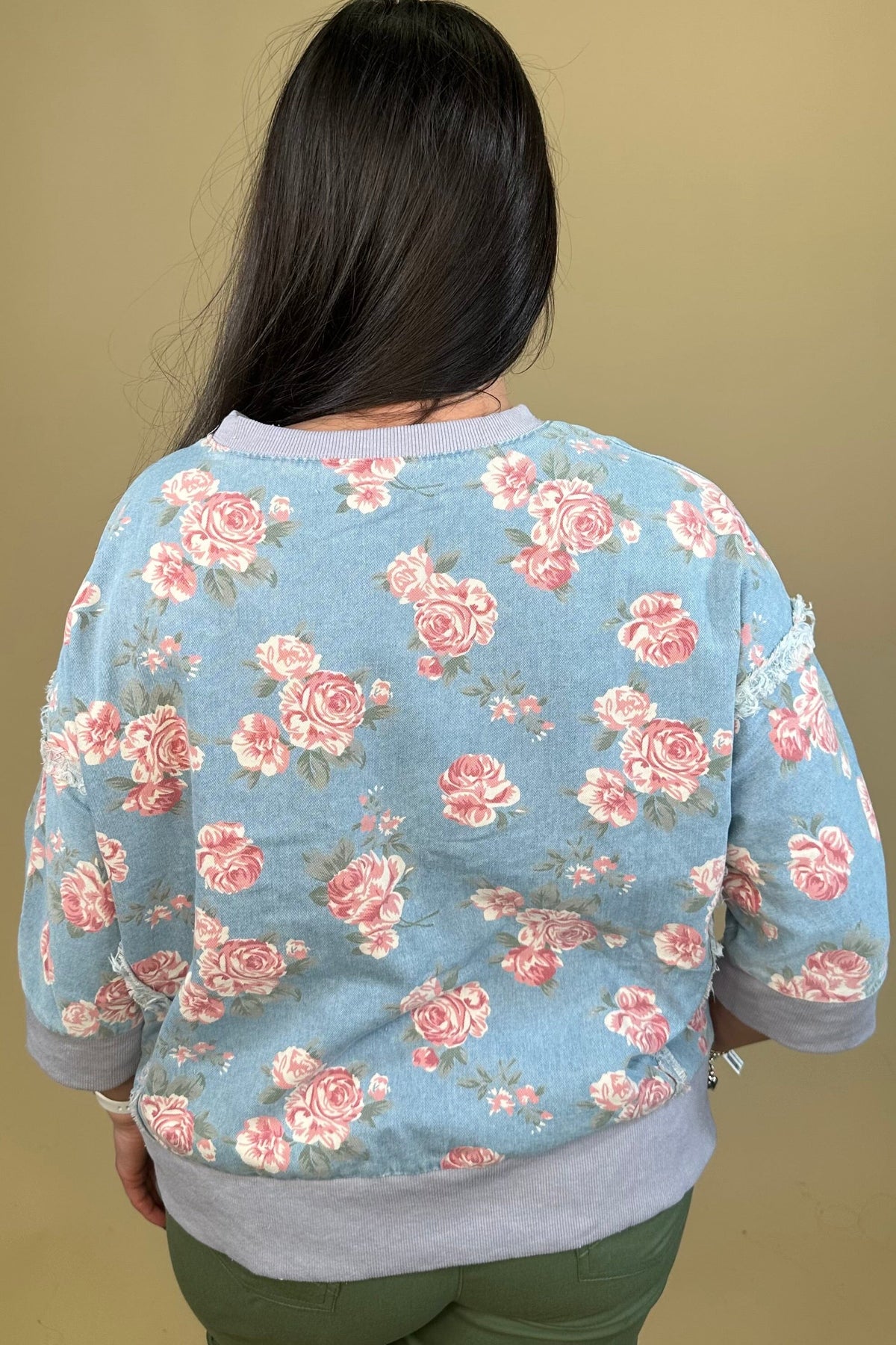 Floral Print Denim Top JRTOP CASUAL TOP:~~Unassigned~~ SOUTHERN GRACE 