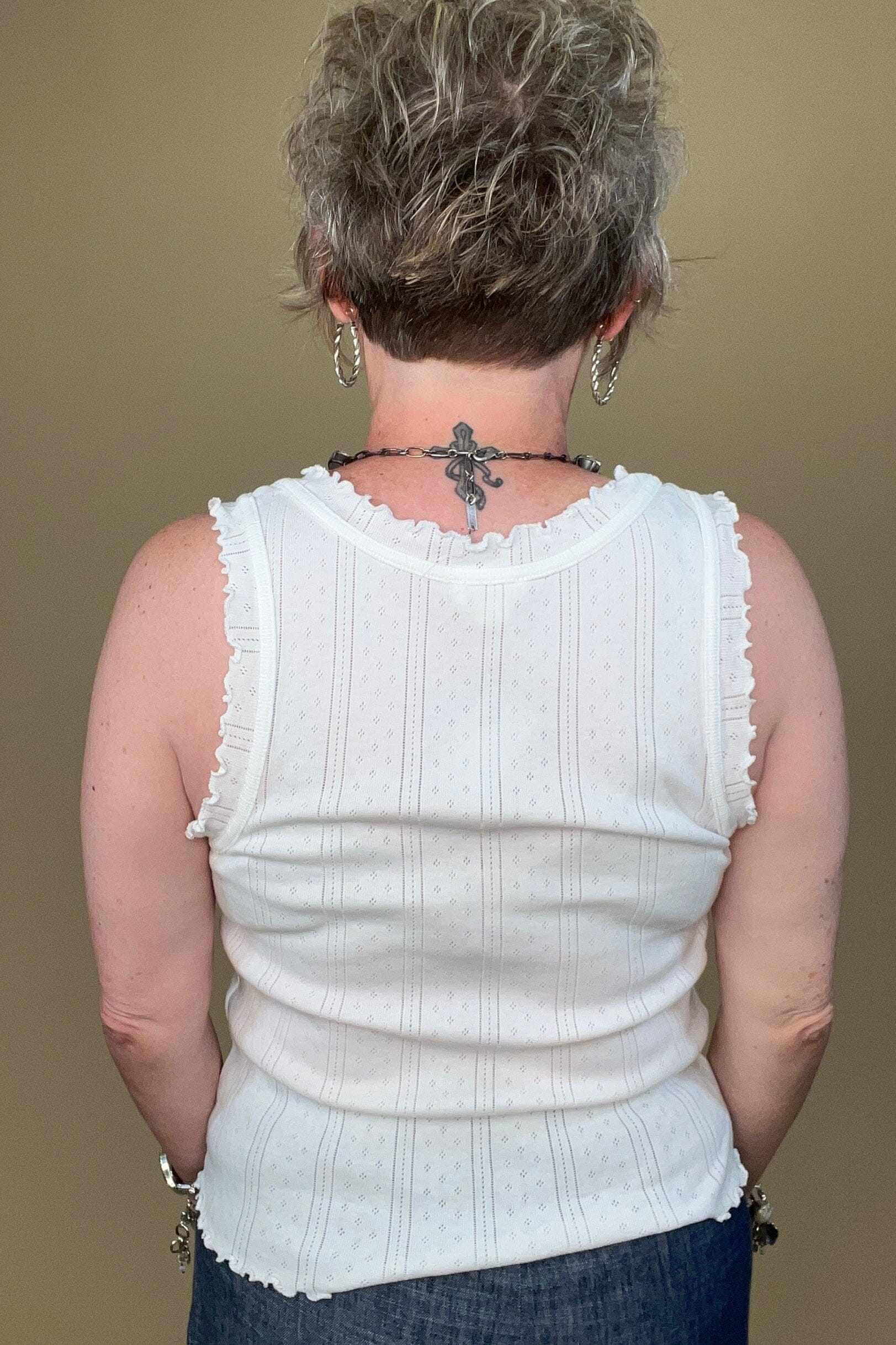Pointelle Rib Ella Tank - White MISSY BASIC KNIT NIC+ZOE 