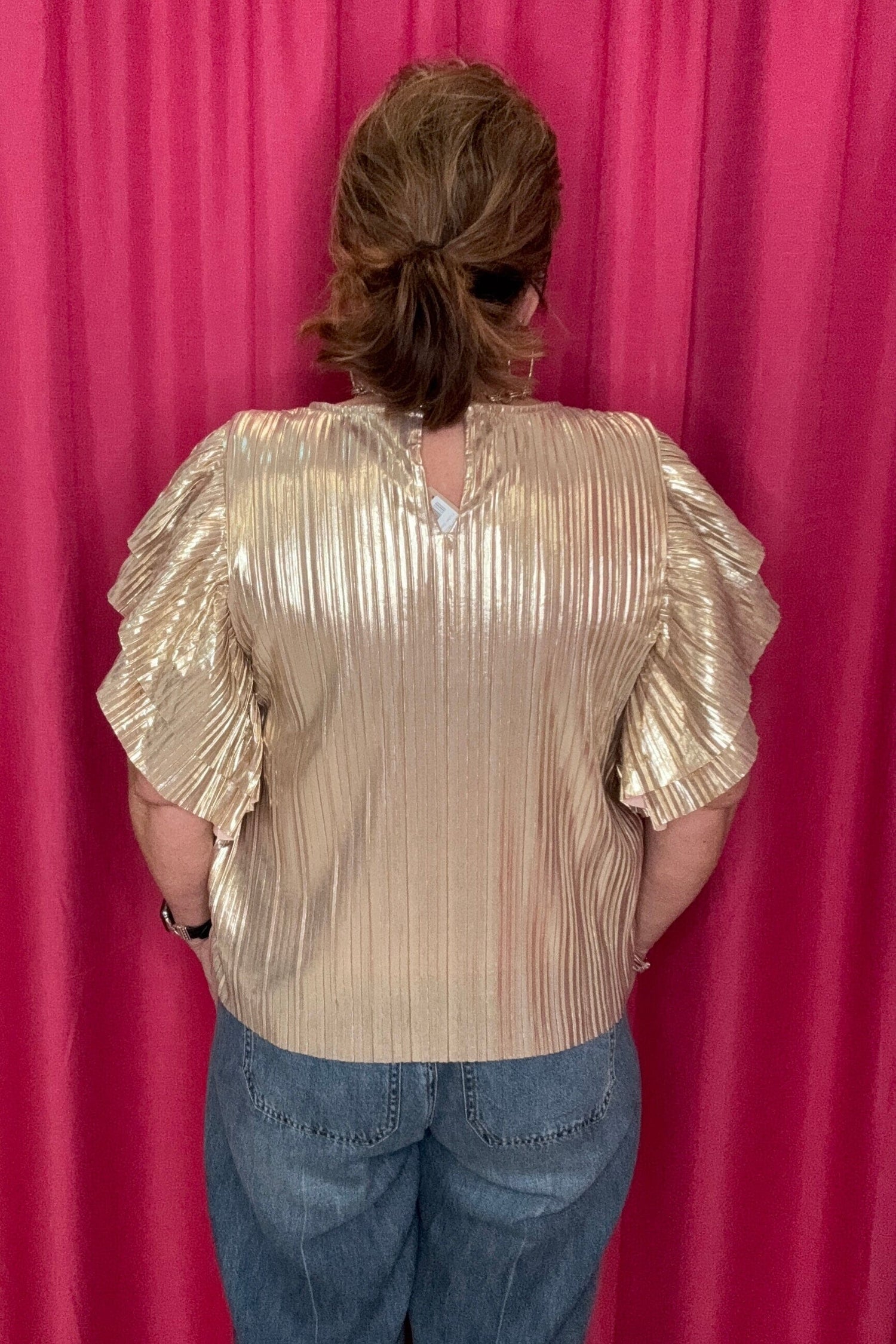 Flutter Sleeve Pleated Top JR TOP DRESSY GLAM 