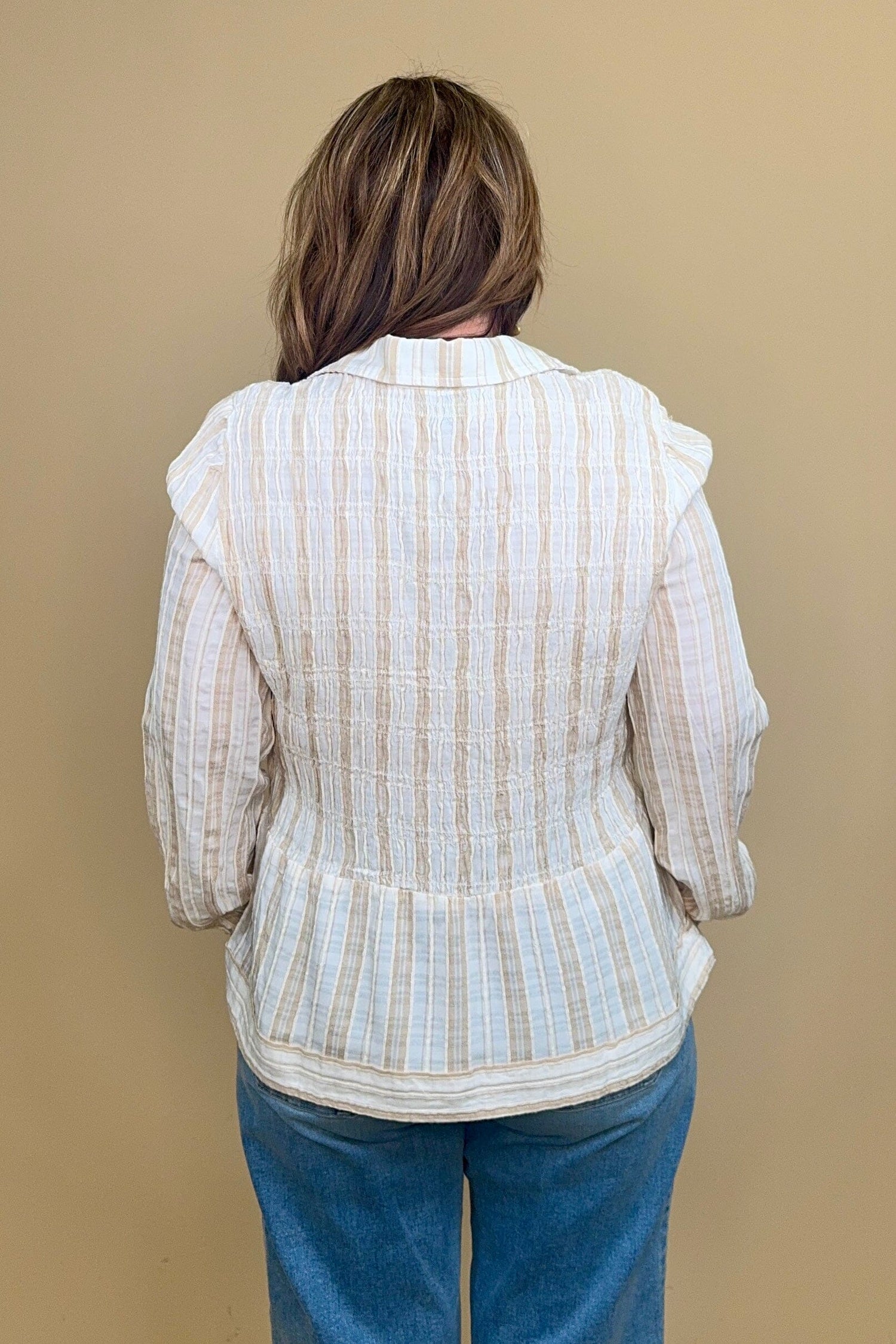 Long Sleeve Blouse w/Smocking MISSY TOP SPECIAL TRIBAL 