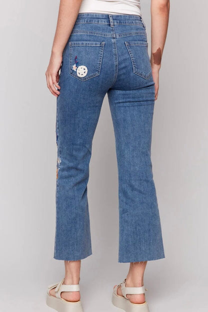 Embroidered Crochet Denim Pant BOTTOMS CHARLIE B 